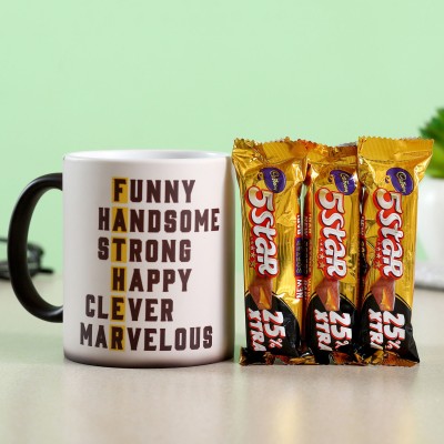 FNP Fathers Day Special And 3 Five Star Chocolates Ceramic Coffee Mug(325 ml)