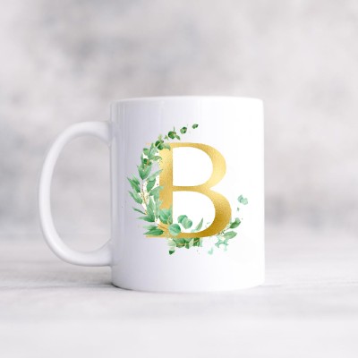 AASTHA IMAGINE A Letter Name Initial Alphabet Inspiration Printed Ceramic Coffee Ceramic Coffee Mug(325 ml)