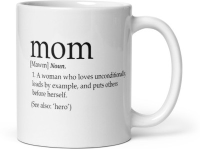 SHYAM Mom noun-mom meaning-mother's day special white ceramic coffee mug325ml Ceramic Coffee Mug(325 ml)