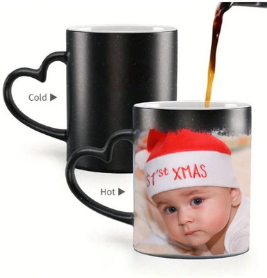 CPH Sparkle Magic Cup Heart Handle photo & Text Printed For Gift Ceramic Coffee Mug(325 ml)