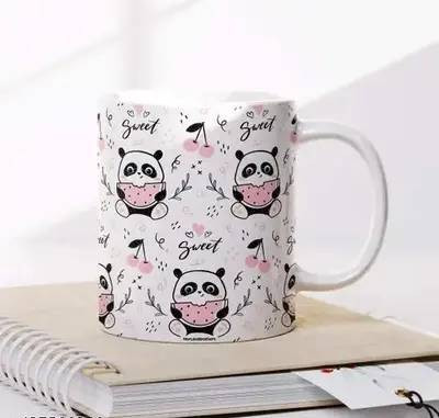Manorath Cute Panda Patter Printed Ceramic Coffee Ceramic Coffee Mug(345 ml)