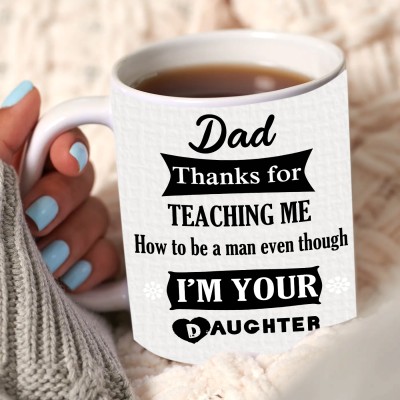 Gift Wintage Fathers day mug with keychain for father(325ml). Ceramic Coffee Mug(325 ml)