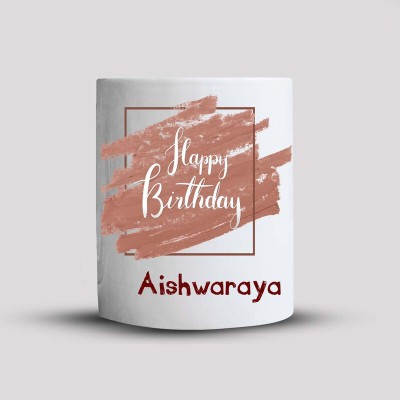 badri creations Happy Birthday Aishwaraya With Photo White Coffee Ceramic Coffee Mug(350 ml)