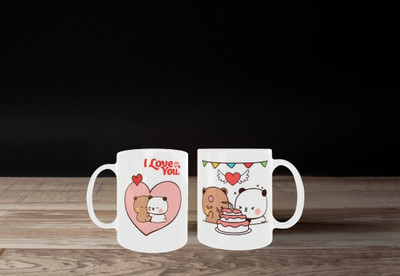 soanstar Buggu & Duddu Love Edition Ceramic Coffee Set (Pack of 1) Ceramic Coffee Mug(325 ml)