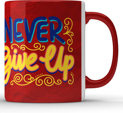 Unbounded Company Never Give Up Red Ceramic Coffee Mug(325 ml)