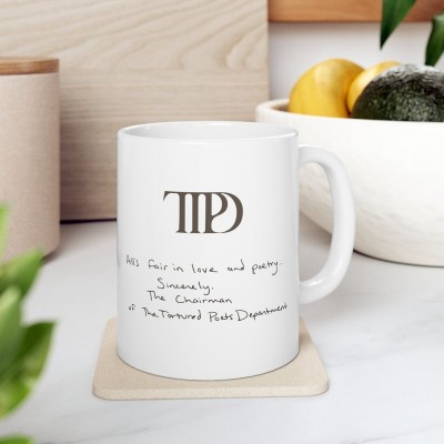 craft maniacs TAYLOR SWIFT GOLDEN POETS DEPARTMENT WHITE 330 ML MUG FOR SWIFTIES Ceramic Coffee Mug(330 ml)