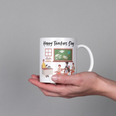 KLEDINGWINKEL Happy Teacher's Day Ceramic,325ml Designer, 325 ml, Ma'am/Sir Ceramic Coffee Mug(325 ml)