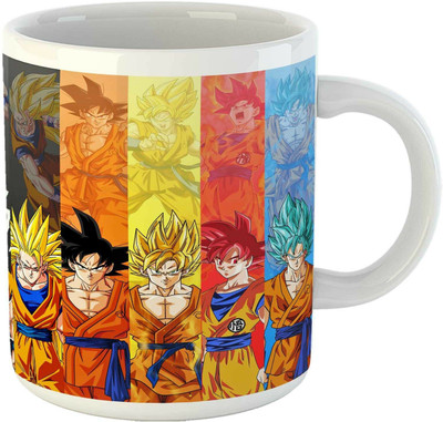 Jbn Evolution of Goku - Kakarot | White Ceramic with Handle | Dragon Ball Z Special, 350ml Ceramic Coffee Mug(350 ml)