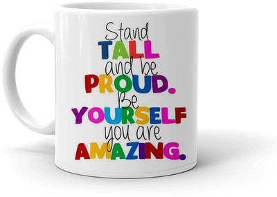 Clapcart Stand Tall and Be Designer Printed Ceramic Coffee Mug(325 ml)