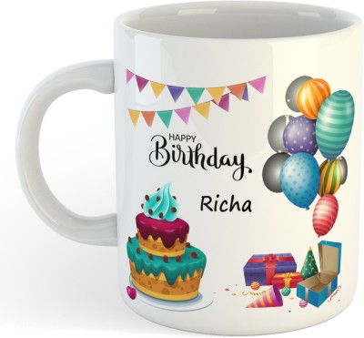 RAJEEC Happy Birthday Richa Name Printed Ceramic Coffee Ceramic Coffee Mug(320 ml)