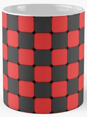 PrintBox Red Round Cube Printed Ceramic Coffee Mug(300 ml)