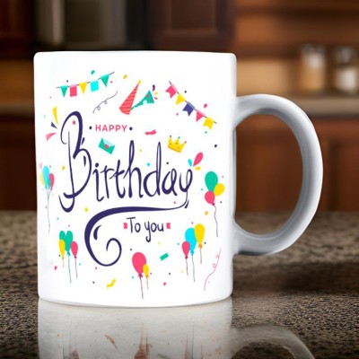 CPH Premium Quality Happy Birthday printing Ceramic Coffee Mug(325 ml)