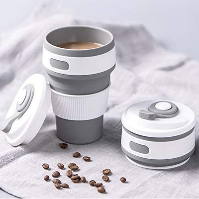 TRK HUB New Collapsible Silicone Reusable Folding Lightweight Travel for Outdoor Plastic Coffee Mug(350 ml)