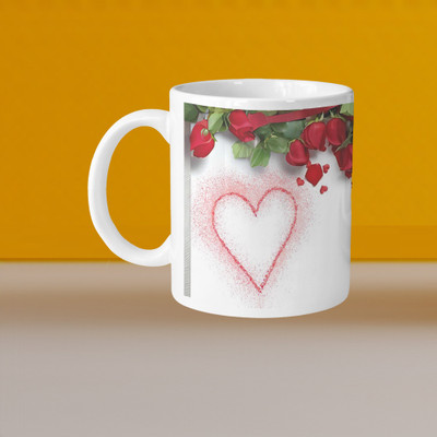 VM SHOPPING MALL VM Hugs And Kisses L-R Ceramic Coffee Mug(330 ml)