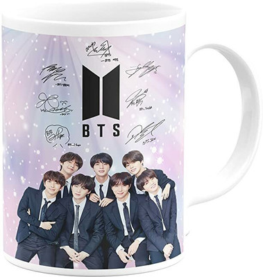 Manorath bts group all side signature coffee mug Ceramic Coffee Mug(345 ml)