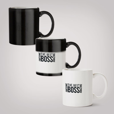MOTIVATE BOX Colour Changing Magic Coffee printed design on The Best Boss Ceramic Coffee Mug(330 ml)