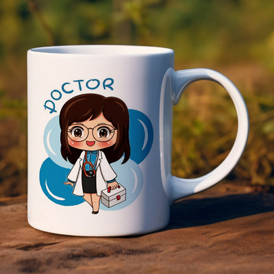 MBA GIFT WALA Doctor Girl Theme Printed Cup, Best Gift for Doctor, Best Quality Ceramic Coffee Mug(330 ml)