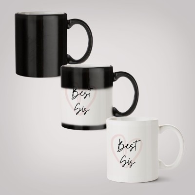 MOTIVATE BOX Colour Changing Magic Coffee printed design on Best Sis Ceramic Coffee Mug(330 ml)