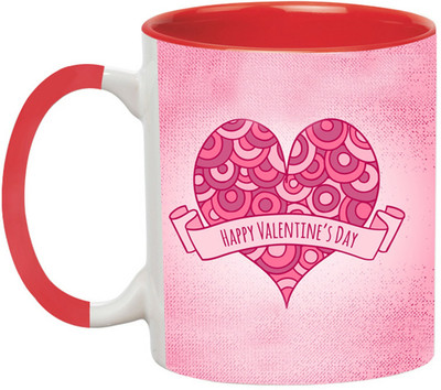 ARTBUG Happy Valentine's Day - 2376-Red Ceramic Coffee Mug(350 ml)