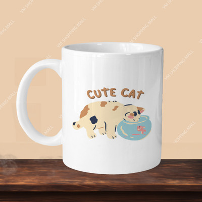 Print Ginnie 101_Cute Cat R-H Ceramic Coffee Mug(325 ml)