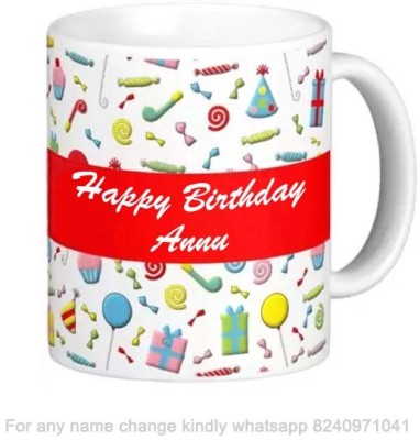 GNS Happy Birthday Gift for Annu Cake theme Message 011 Ceramic Coffee Mug(325 ml)