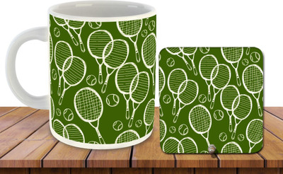 Daddy dream NEW-TennisInspirationPrintedWhite-808 Ceramic Coffee Mug(325 ml, Pack of 3)