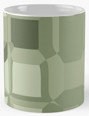 PrintBox Greenz Mosaic Illusion Abstract Printed Ceramic Coffee Mug(300 ml)