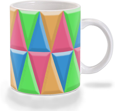 Mooch Wale Mooch Wale Multicolor Triangle Pattern Ceramic Ceramic Coffee Mug(325 ml)