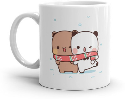Mr UVD Bubu Dudu Enjoying Snow in Winter Season Ceramic Coffee Mug(350 ml)