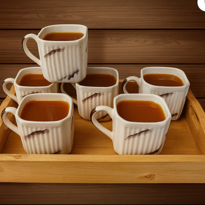love unlimited Small cup / mug set of 6 for Home/Office/Gifts Bone China Coffee Mug(140 ml, Pack of 6)