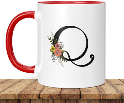 DojaBeauty Letter Q Alphabet RedMug Gift for your Loved Once on their Special Day_D Ceramic Coffee Mug(350 ml)