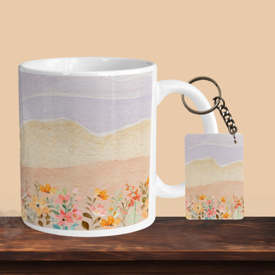 VM MALL 101_Bloom Where You R-R Ceramic Coffee Mug(330 ml, Pack of 2)