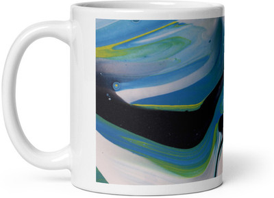 Mr UVD Blue and Silver water abstract Pattern Ceramic Coffee Mug(350 ml)