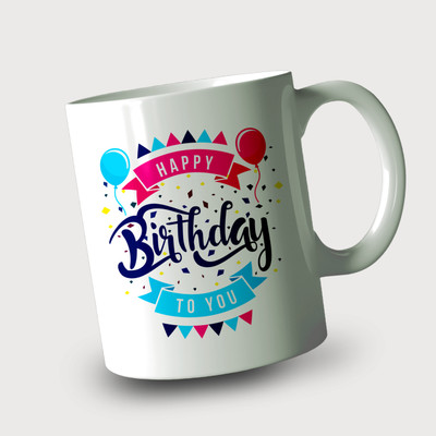 PRINTIXSTORE Happy Birthday Printed Premium Quality White Ceramic Coffee Mug(350 ml)