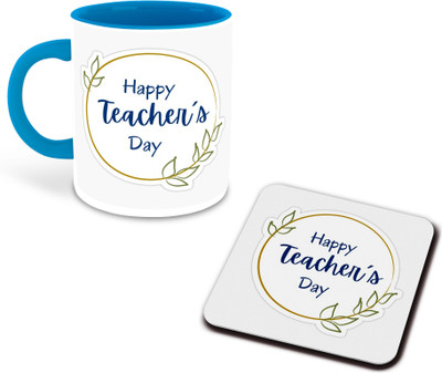 whats your kick new-wyk_Teachers Day Printed Light Blue Coffee With Coaster- D31 Ceramic Coffee Mug(325 ml)