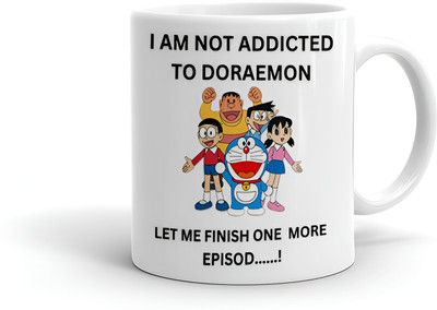 DFLEXPRINTS I Am Not Addicted To doraemon Ceramic Coffee (350 ml) Ceramic Coffee Mug(350 ml)