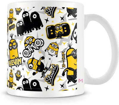 MaddockCorp Minions Character Pattern Printed White Ceramic Coffee Mug(350 ml)