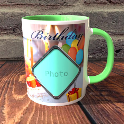 TPA4U Refreshing Choice for Birthday Gifts TPD2RM7 Light Green Round Handle Ceramic Coffee Mug(330 ml)