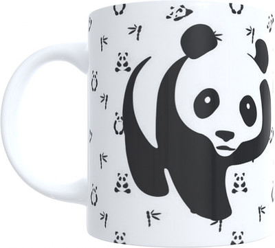 SSE Panda Pattern Black & White Printed Ceramic Coffee 350 ml Ceramic Coffee Mug(350 ml)