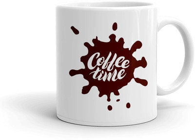 Clapcart Coffee Time Designer Printed Ceramic Coffee Mug(325 ml)