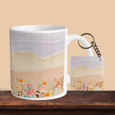 VM SHOPPING MALL Bloom Where You R-S Ceramic Coffee Mug(330 ml, Pack of 2)