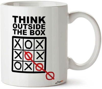 FirseBUY Think Outside The Box Motivation Printed Ceramic Coffee Mug(325 ml)