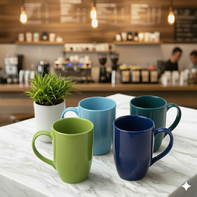 Elegaci Gifts Mug Crockery Set of 4 For Diwali Festival ,Coffee, Conical For Kitchen Ceramic Coffee Mug(350 ml, Pack of 4)