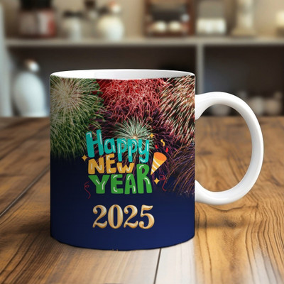 Mahakaal Happy new year 2025 photo mug Ceramic Coffee Mug(300 ml)