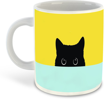 FLEXERSTYLE NEW2025-CSK Cat Lover White Ceramic Coffee Cup & -D19 Ceramic Coffee Mug(325 ml)