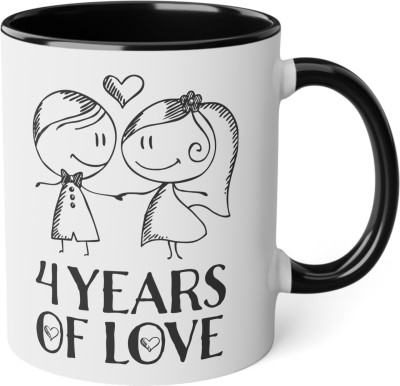 Couples Emotion 4 Year of love printed gift for couple / valentine day / anniversary Inner Black Ceramic Coffee Mug(325 ml)