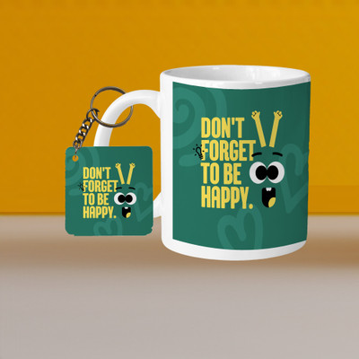 VM MALL 101_Perfect for Coffee and Tea - With Keychain VM Don T Forget To Be Happy L S Ceramic Coffee Mug(333 ml)