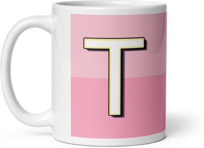 Cheeksy Alphabet T Ceramic Coffee Mug(350 ml)