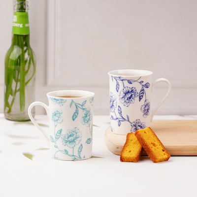 DANDY LINES PANAMA 90017 Bone China Coffee Mug(329 ml, Pack of 4)