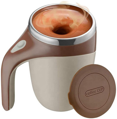 Baboies Self Stirring with Lid Automatic Magnetic Stirring Coffee Cup Stainless Steel Coffee Mug(380 ml)